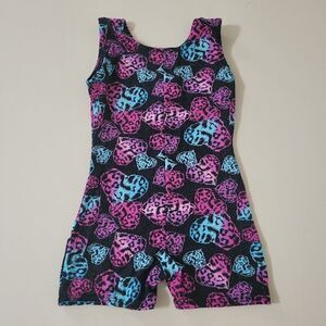 Jacques Moret Girl's Cheetah Hearts Tank One Piece Leotard